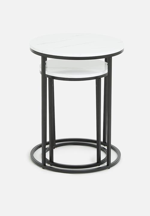 H&S - Blakely nested side tables - white & black