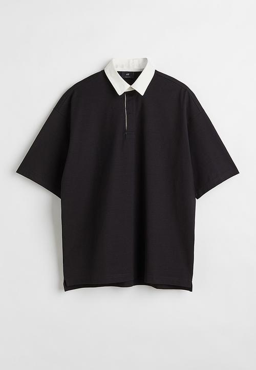 H&M - Oversized fit polo shirt - black
