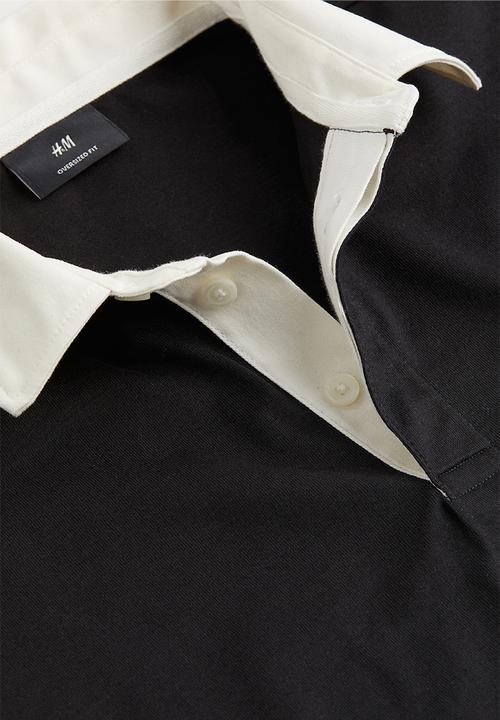 H&M - Oversized fit polo shirt - black