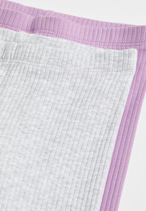 H&M - 2-Pack ribbed leggings - light purple & light grey