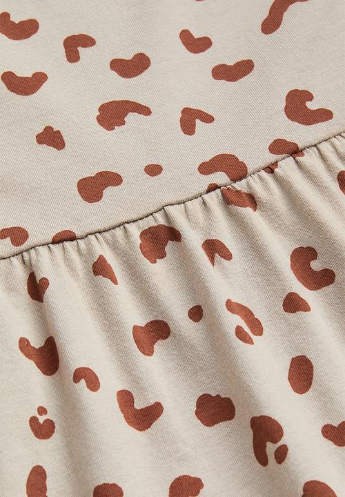 H&M - Cotton jersey dress - beige & leopard print