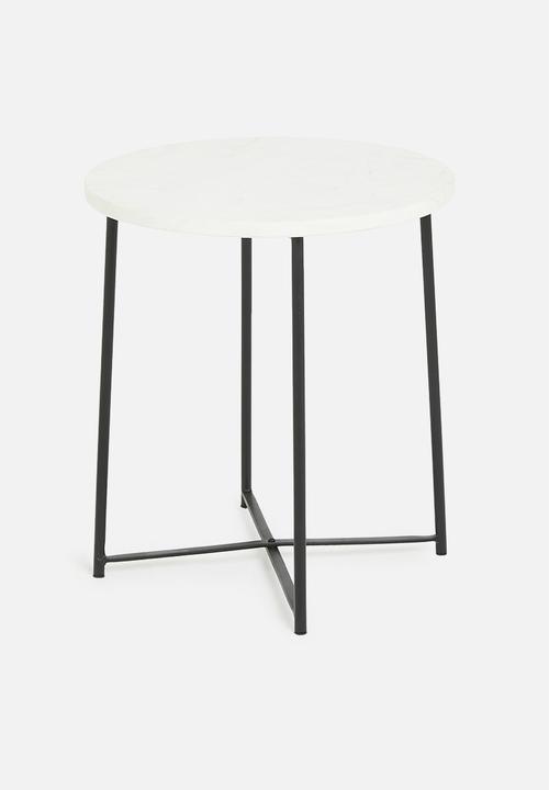 Sixth Floor - Rayne marble side table - white