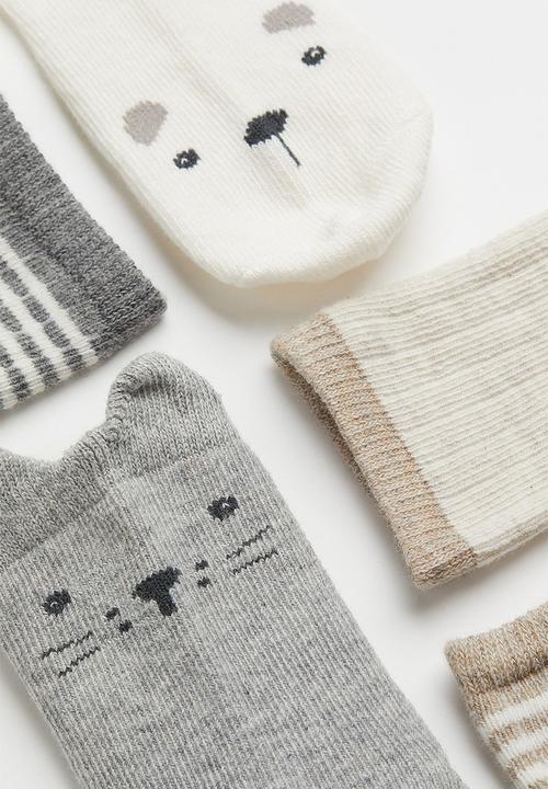H&M - 5-Pack socks - light grey marl & animals