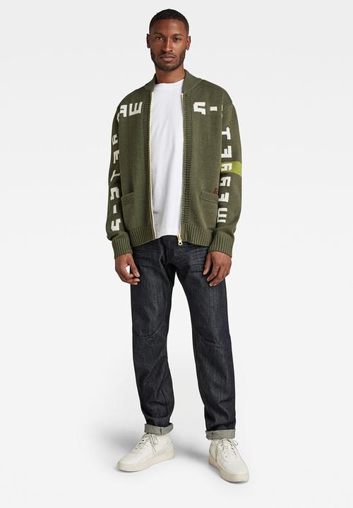 G-STAR - Graphic zip thru loose knit - lt hunter