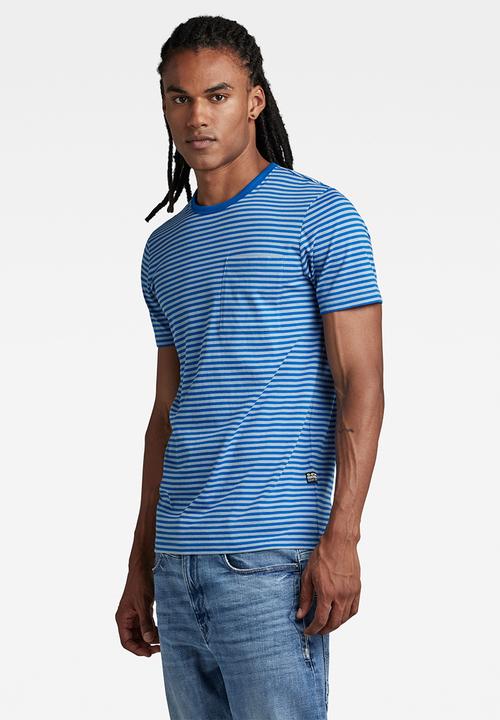 G-STAR - Stripe slim r t - lake & lapis blue stripe