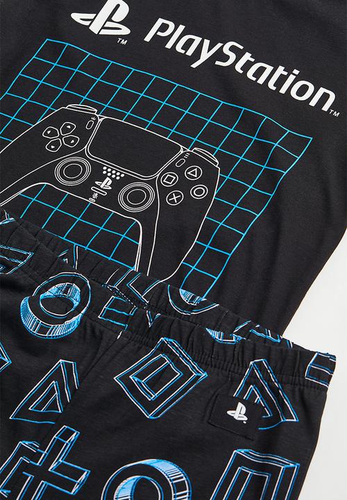 H&M - Printed cotton jersey pyjamas - black/playstation