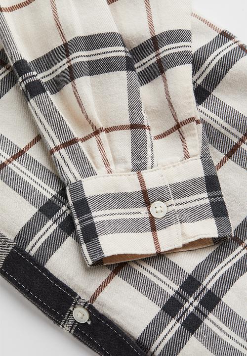 H&M - Oversized shirt - dark grey/cream