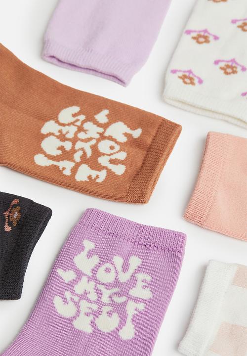 H&M - 7-pack socks - dark grey/love myself