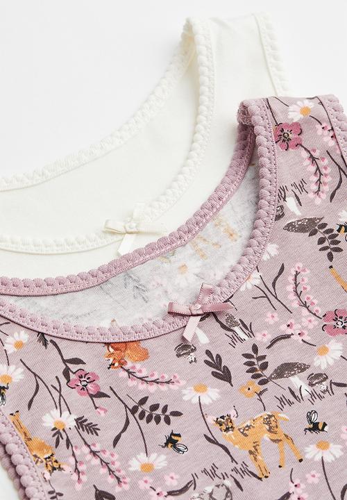 H&M - 2-pack vest tops - light purple/forest animals
