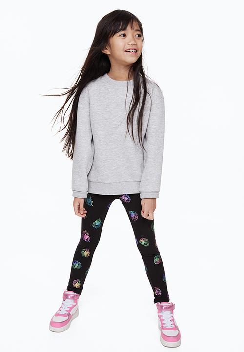 H&M - Brushed-inside leggings - black/unicorns