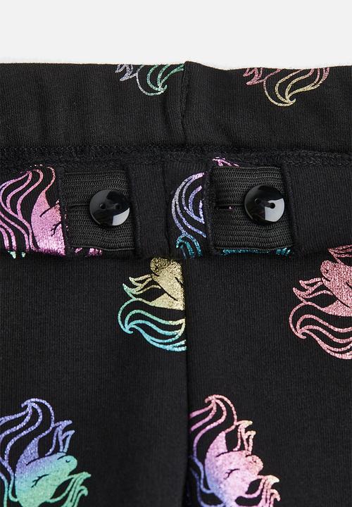 H&M - Brushed-inside leggings - black/unicorns