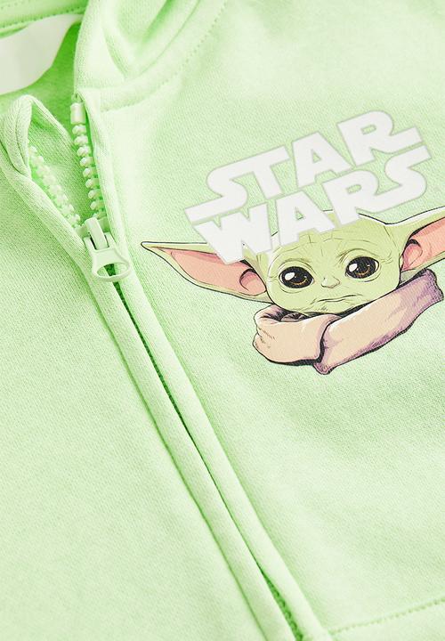 H&M - Ear-appliquéd zip-through hoodie - light green/the mandalorian