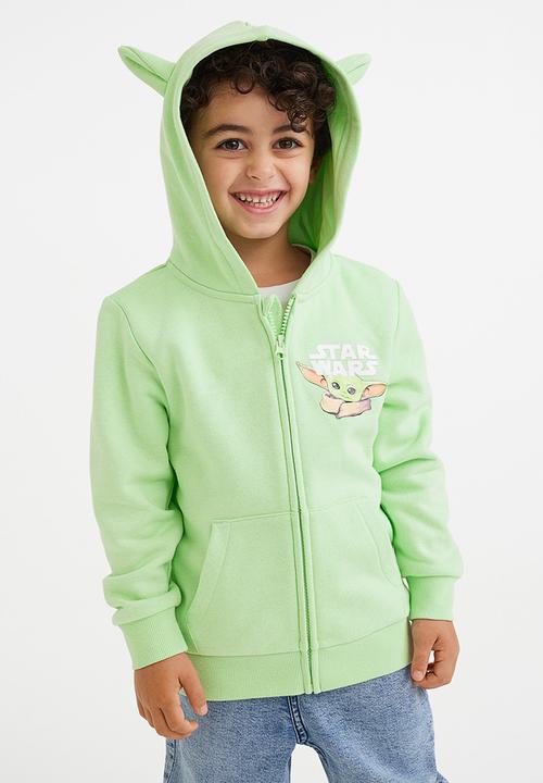 H&M - Ear-appliquéd zip-through hoodie - light green/the mandalorian