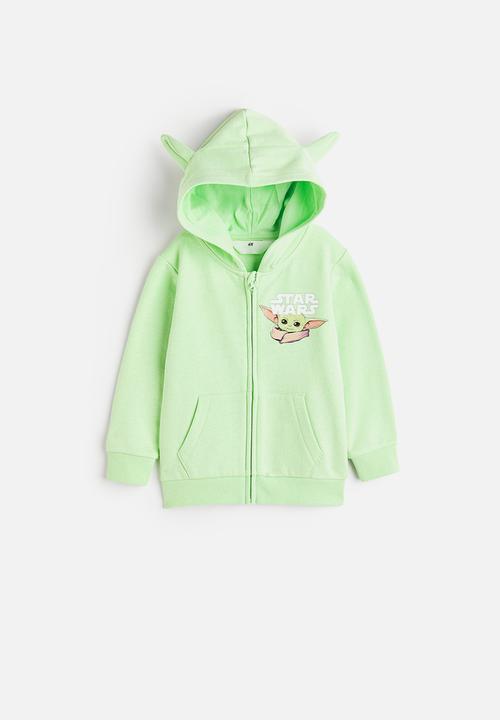 H&M - Ear-appliquéd zip-through hoodie - light green/the mandalorian