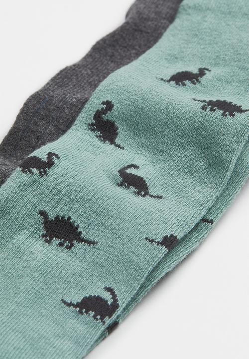 H&M - 2-Pack tights - turquoise/dinosaurs