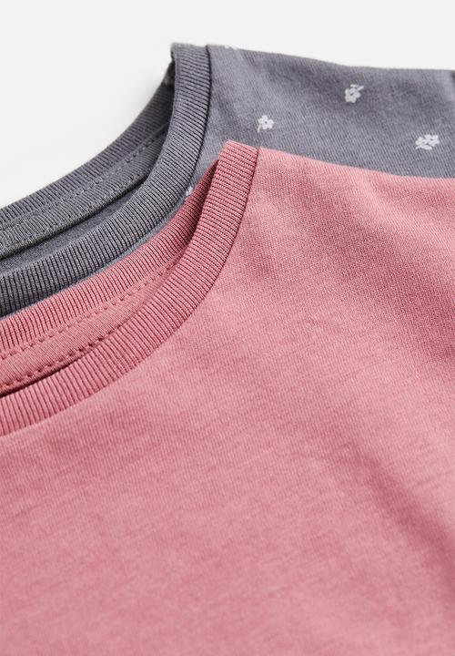 H&M - 2-Pack cotton jersey tops - pink/small flowers