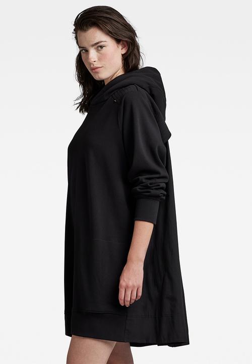 G-STAR - Fabric mix loose hooded sweater dress - dk black