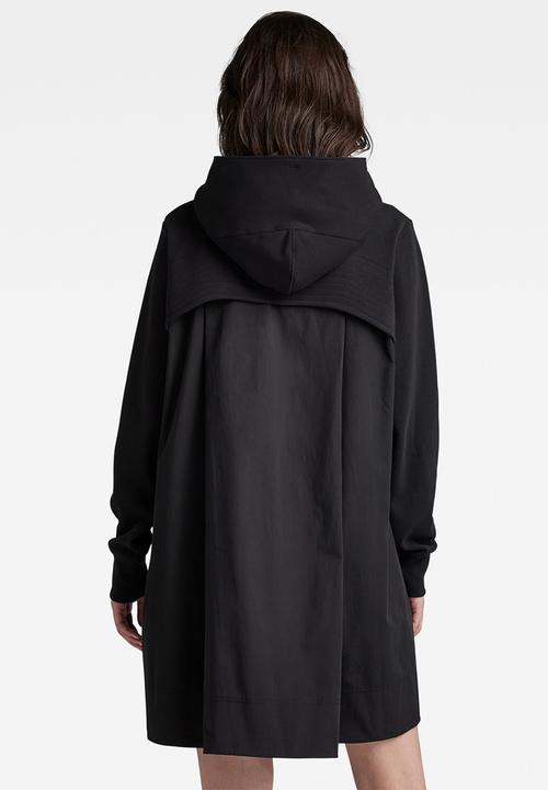 G-STAR - Fabric mix loose hooded sweater dress - dk black