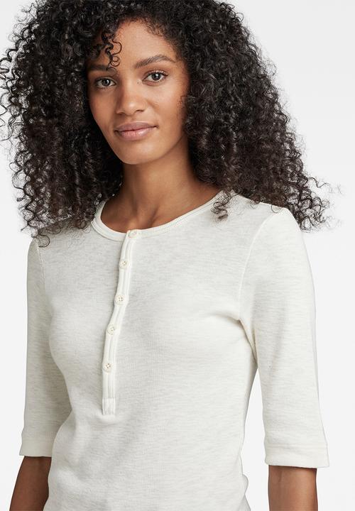 G-STAR - Henley 1\2 sleeve slim t - milk