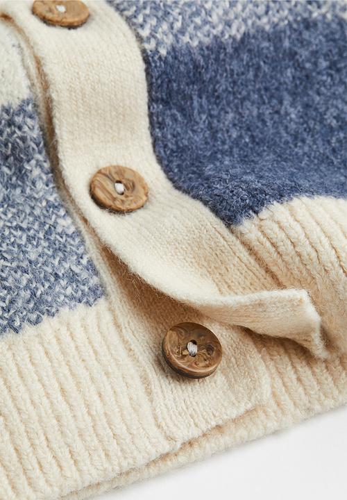 H&M - Knitted cardigan - light beige/checked