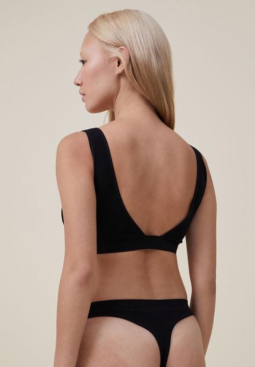 Cotton On - Seamless rib cut out bralette - black