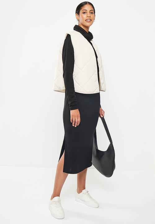 Me&B - Poloneck maxi rib knit dress - black
