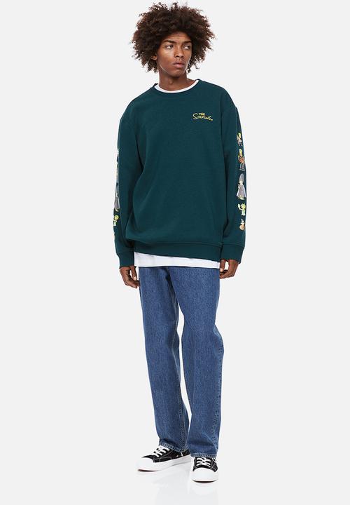 H&M - Regular fit printed sweatshirt - dark green/the simpsons