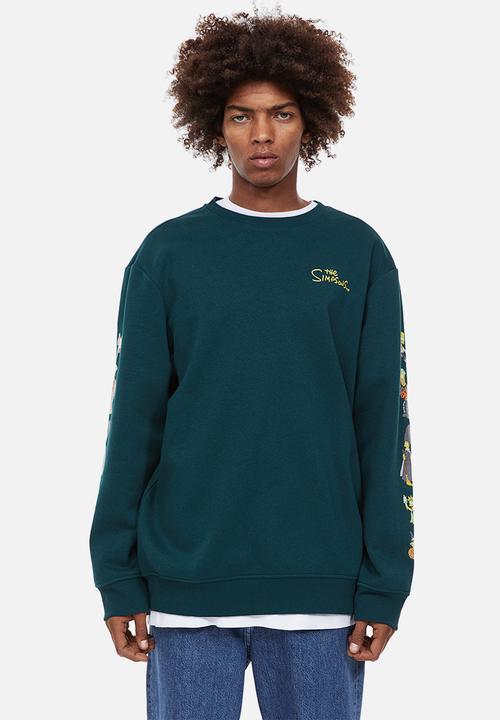 H&M - Regular fit printed sweatshirt - dark green/the simpsons