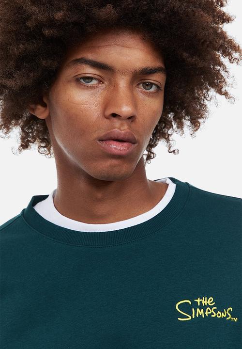 H&M - Regular fit printed sweatshirt - dark green/the simpsons