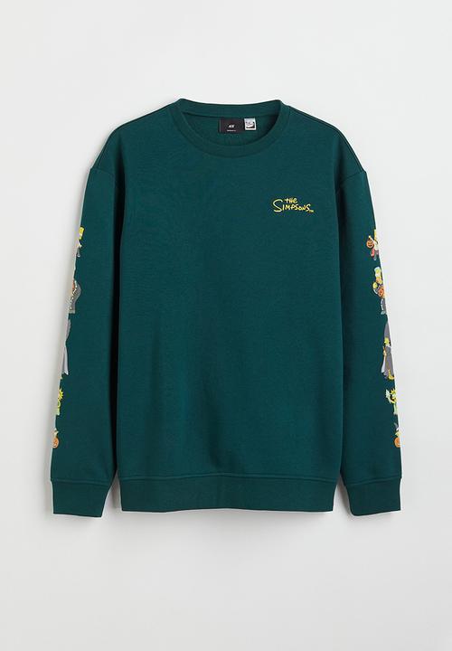 H&M - Regular fit printed sweatshirt - dark green/the simpsons