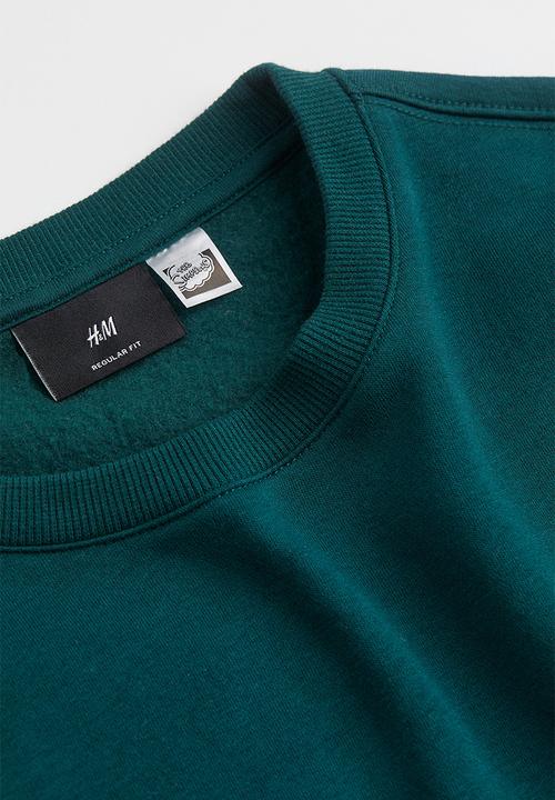 H&M - Regular fit printed sweatshirt - dark green/the simpsons