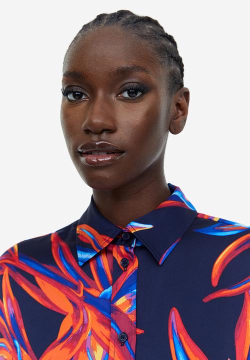 H&M - Patterned shirt - navy blue/patterned