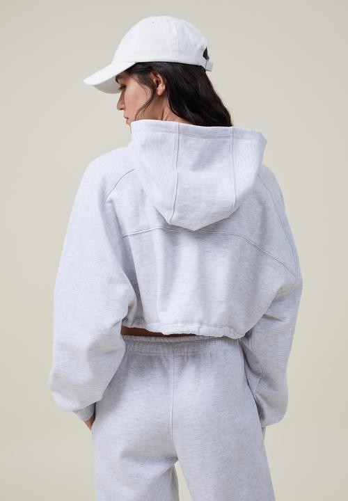Cotton On - Plush cropped hoodie - cloudy grey marle