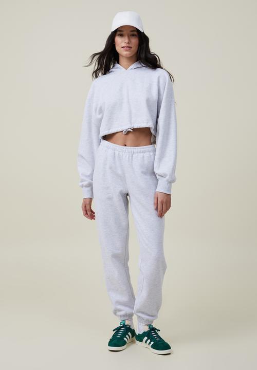 Cotton On - Plush cropped hoodie - cloudy grey marle