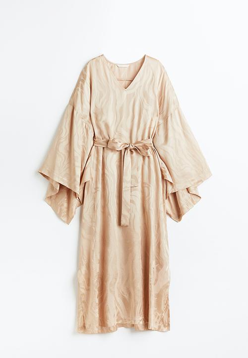 H&M - Oversized kaftan dress - beige/patterned