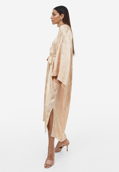 H&M - Oversized kaftan dress - beige/patterned