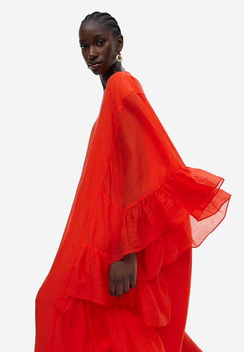 H&M - Flounce-trimmed kaftan dress - red