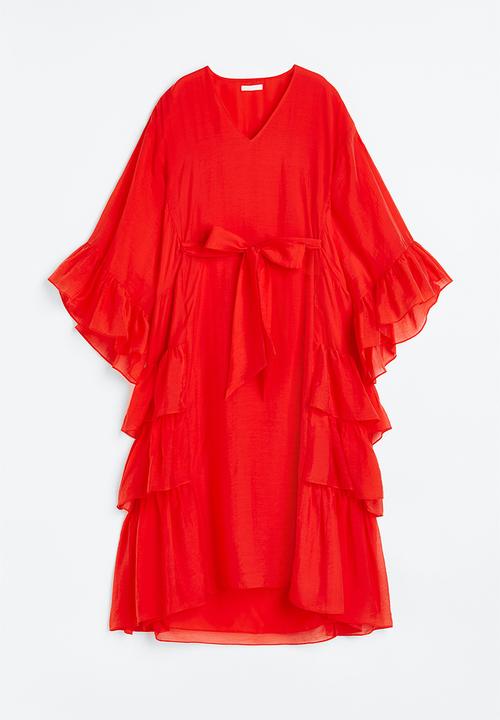 H&M - Flounce-trimmed kaftan dress - red