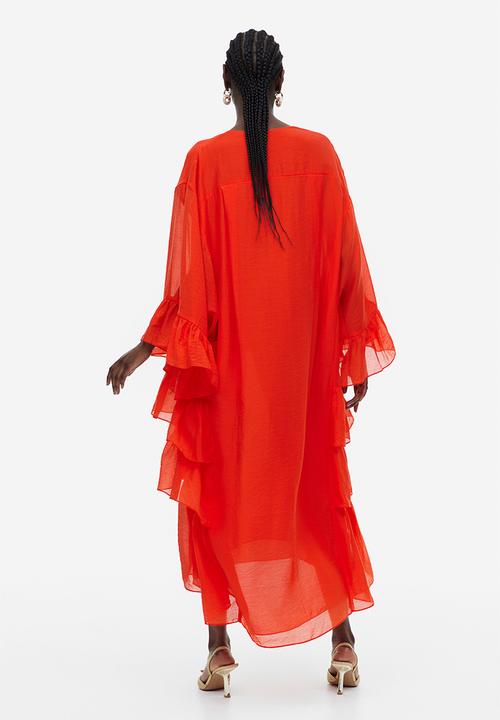 H&M - Flounce-trimmed kaftan dress - red