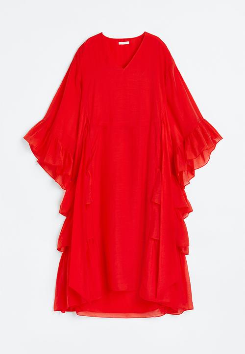 H&M - Flounce-trimmed kaftan dress - red