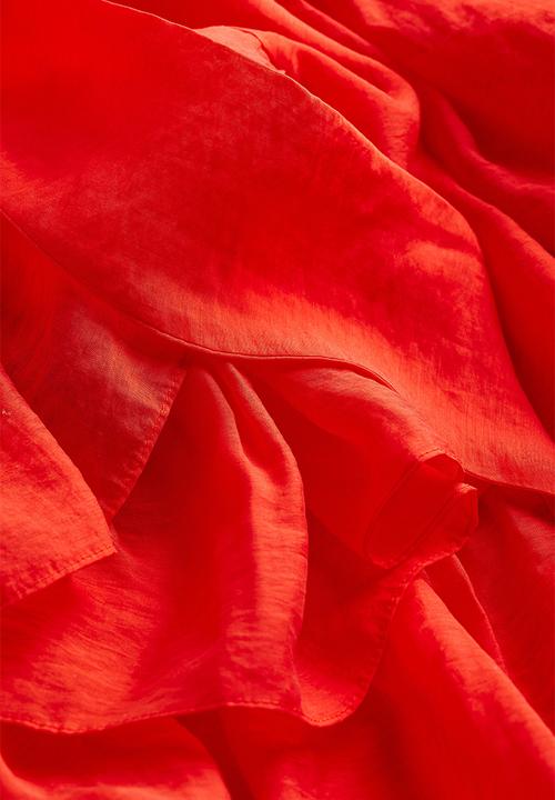 H&M - Flounce-trimmed kaftan dress - red