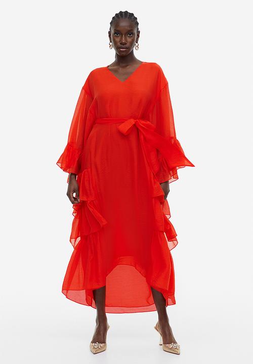 H&M - Flounce-trimmed kaftan dress - red