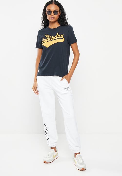 Superdry. - Vintage script style coll tee - eclipse navy