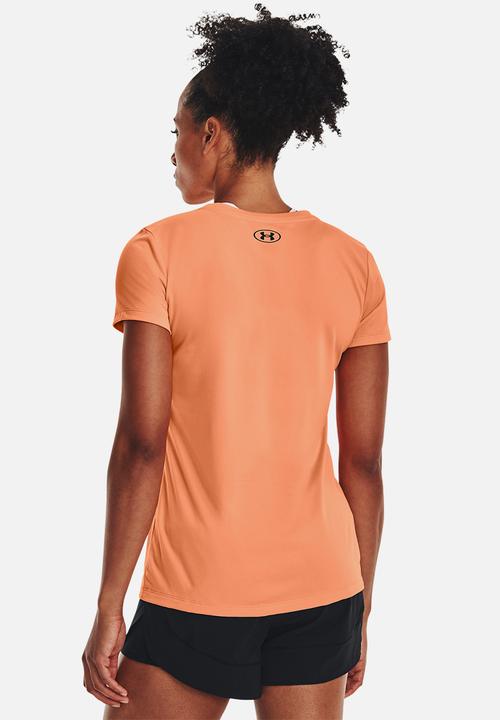 Under Armour - Ua tech script short sleeve - orange tropic/downpour gray/white
