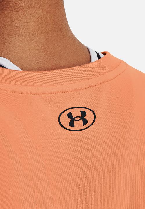 Under Armour - Ua tech script short sleeve - orange tropic/downpour gray/white