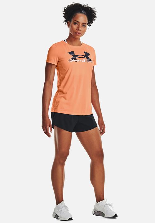 Under Armour - Ua tech script short sleeve - orange tropic/downpour gray/white