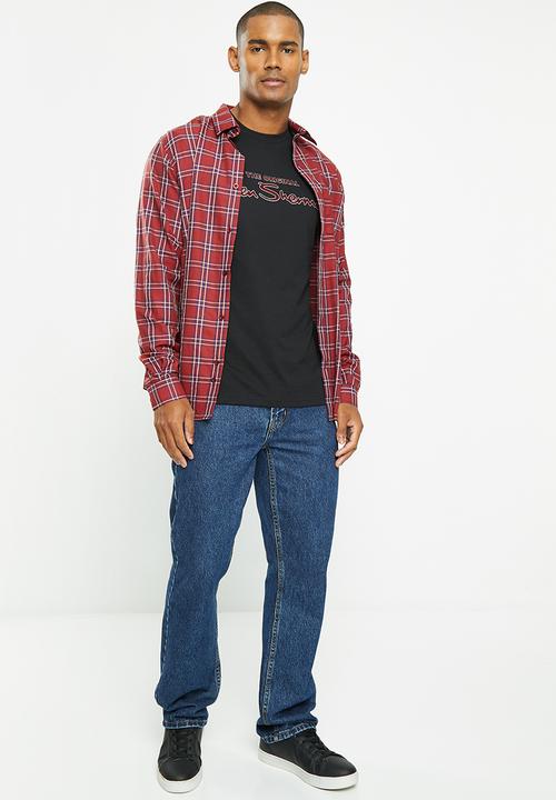 Ben Sherman - SIGNATURE TEE SHIRT FLOCK PRINT- BLACK