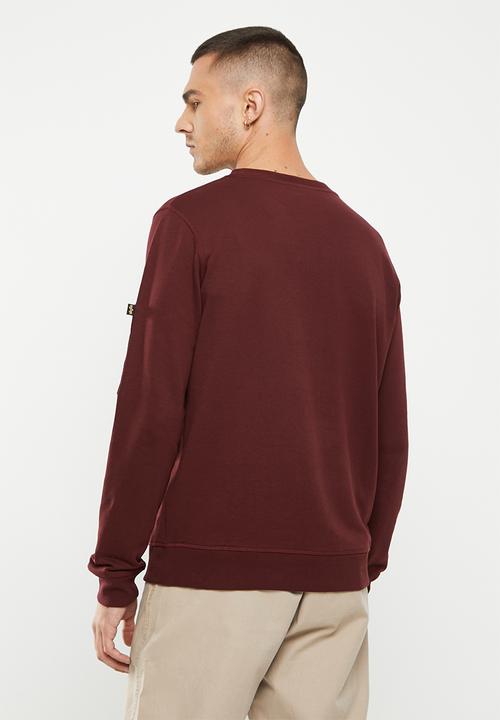 Alpha Industries - Ai flock crew sweat - burgundy