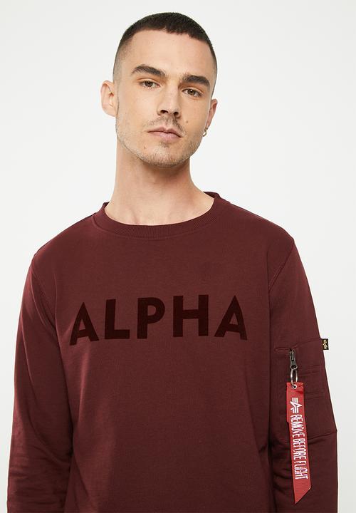 Alpha Industries - Ai flock crew sweat - burgundy