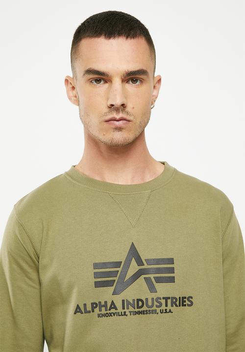Alpha Industries - Alpha logo crew - olive